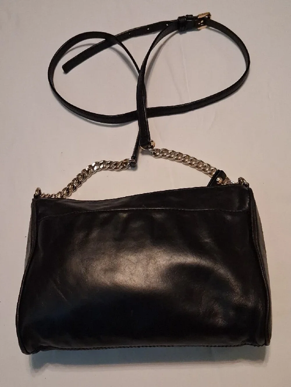 Michael Kors Black Leather Crossbody with Gold-Tone Accents
